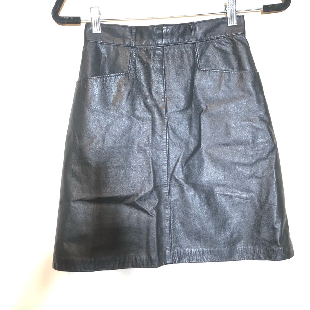 Vintage women’s high waist leather mini skirt smal